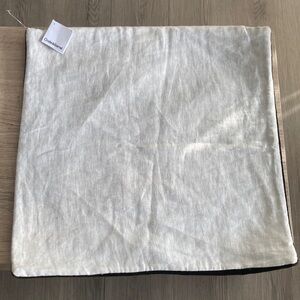 Crate&Barrel Ivory Linen Pillow Cover with martini aceituna